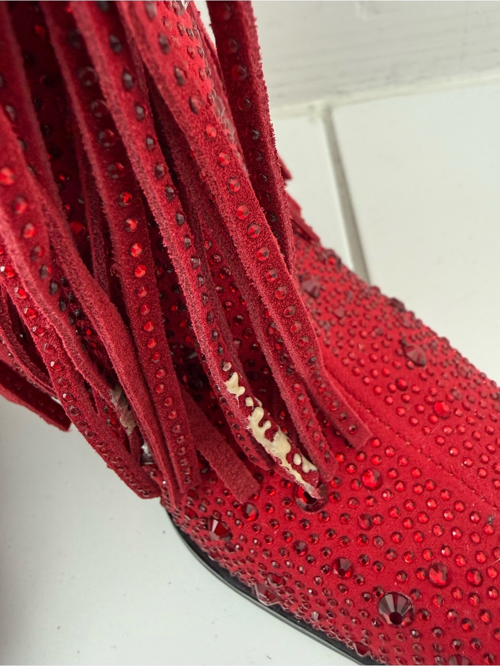 Jessica Simpson Asire2 Womens Red Fringe Knee Western Boots with Embellishments - Picture 3 of 4